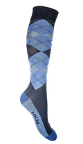 HKM CHAUSSETTES CHECK CLASSICO AQUA/BLEU MARINE 35/38