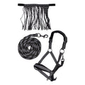 Hkm Set Licol Mousqueton + Franches Gris/Rose Cob