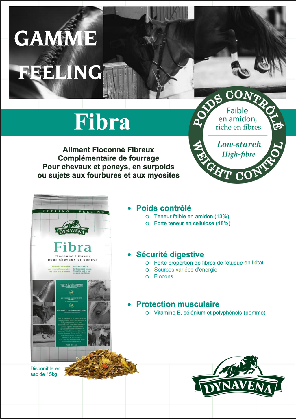 DYNAVENA FIBRA 15KG Spécial Surpoids & Fourbure